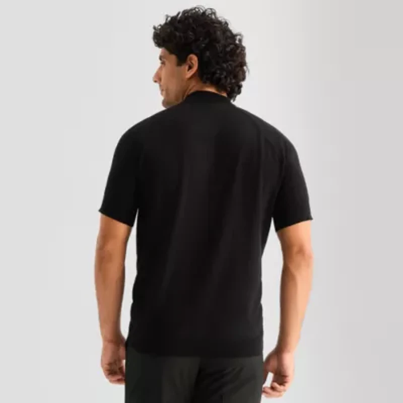 J. Ferrar Mens Mock Neck Short Sleeve Pullover Sweater