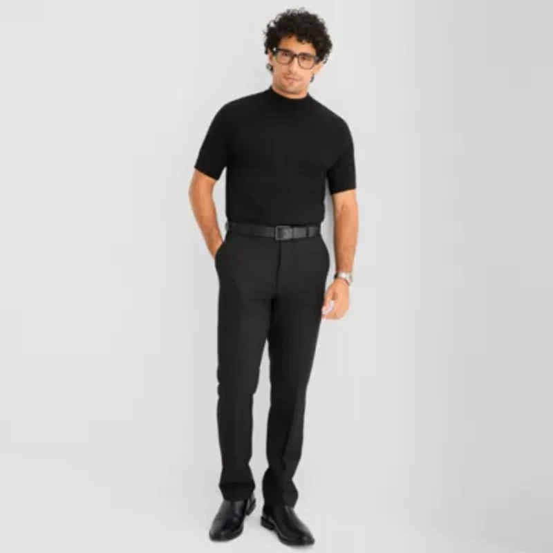 J. Ferrar Mens Mock Neck Short Sleeve Pullover Sweater