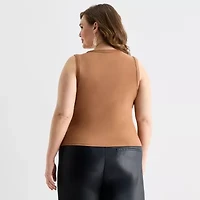 Ashley Graham Womens Plus U Neck Sleeveless Tank Top