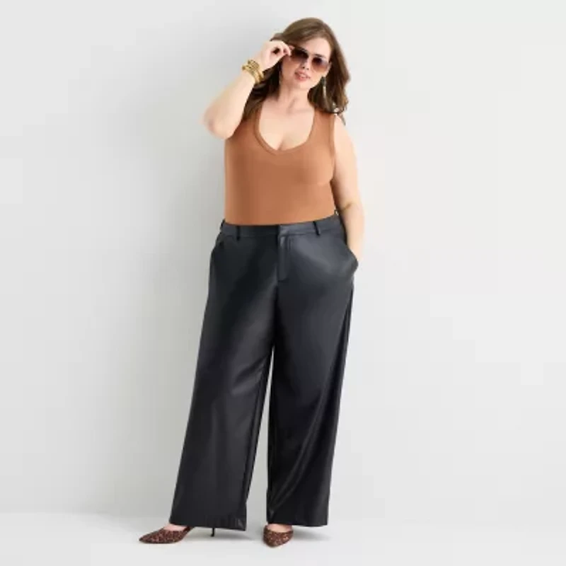 Ashley Graham Womens Plus U Neck Sleeveless Tank Top