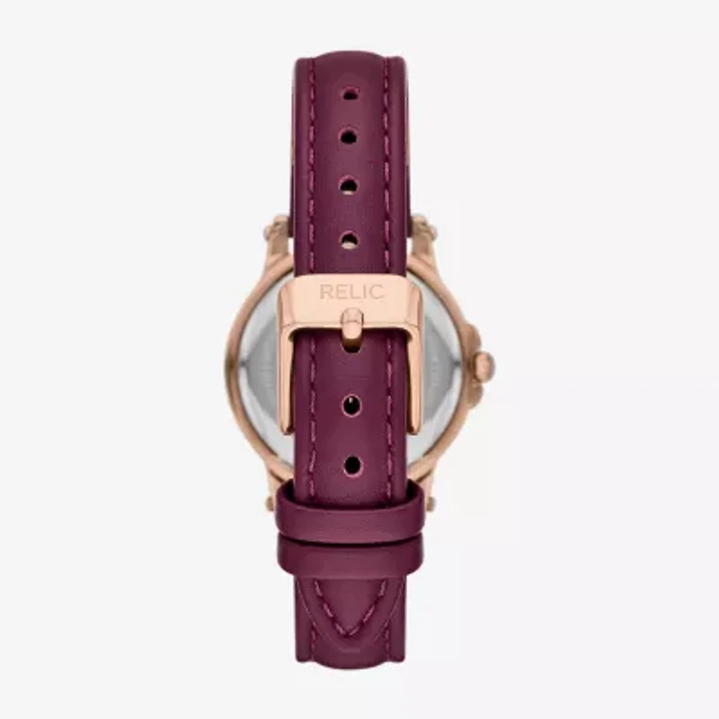 Relic By Fossil Matilda Womens Rose Goldtone Leather Strap Watch Zr37306