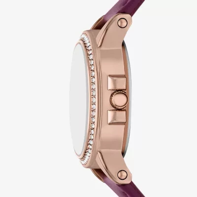 Relic By Fossil Matilda Womens Rose Goldtone Leather Strap Watch Zr37306
