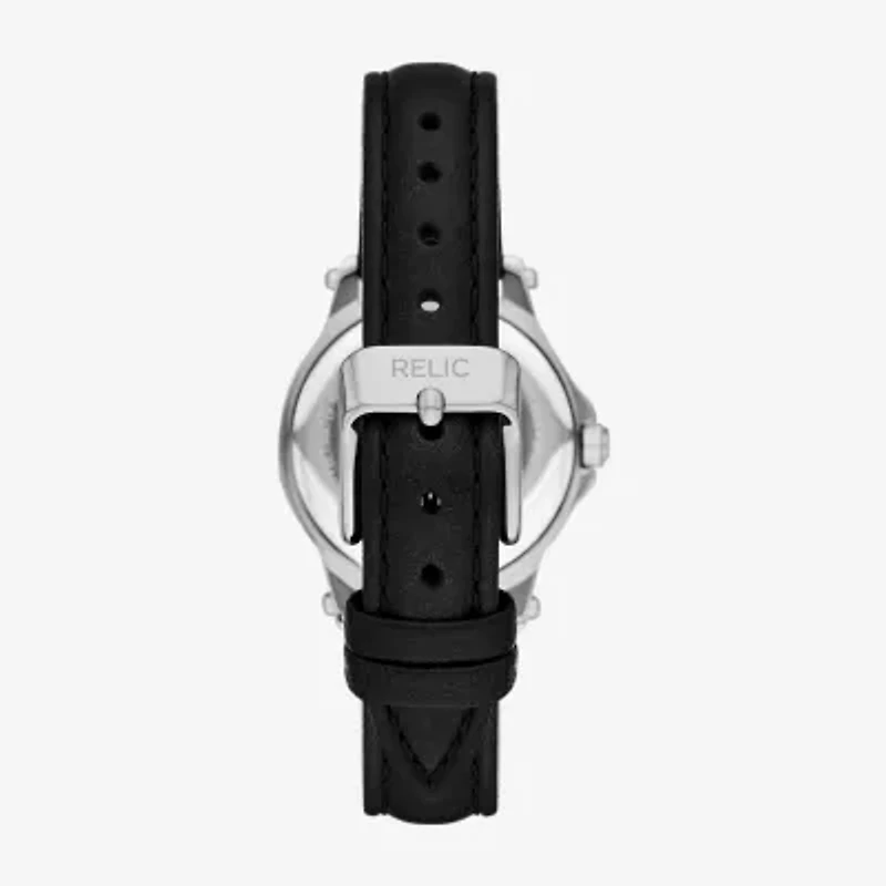 Relic By Fossil Matilda Womens Silver Tone Leather Strap Watch Zr37308