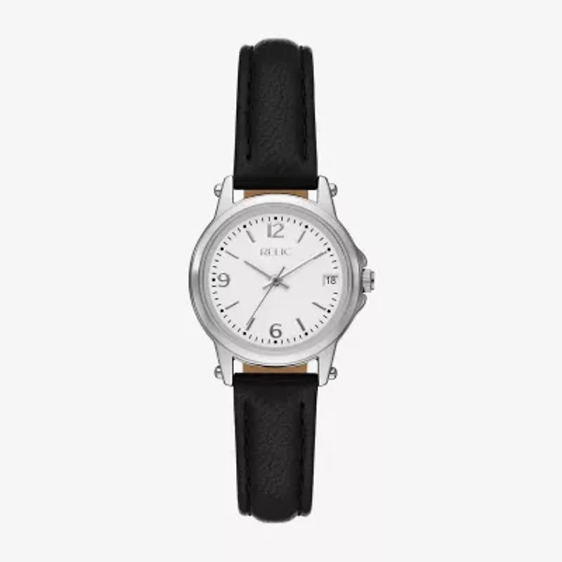 Relic By Fossil Matilda Womens Silver Tone Leather Strap Watch Zr37308