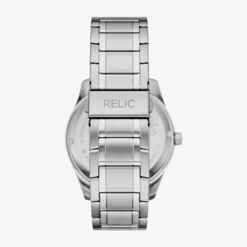 Relic By Fossil Rylan Mens Silver Tone Stainless Steel Bracelet Watch Zr77344
