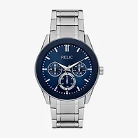 Relic By Fossil Rylan Mens Silver Tone Stainless Steel Bracelet Watch Zr77344