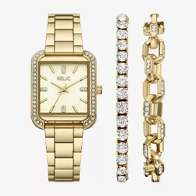 Relic By Fossil Jenna Womens Gold Tone Bracelet Watch Zr97026