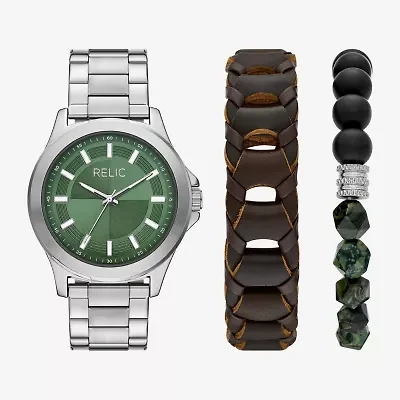 Relic By Fossil Derick Mens Silver Tone Bracelet Watch Zr97029