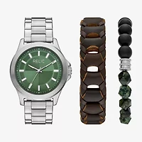 Relic By Fossil Derick Mens Silver Tone Bracelet Watch Zr97029