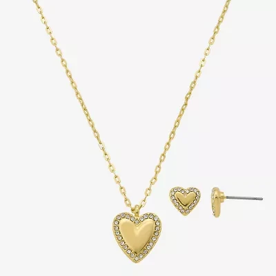 Bijoux Bar Delicates Womens Glass Heart 2-pc. Jewelry Set