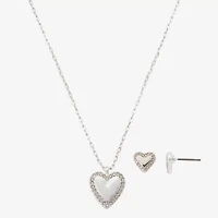 Bijoux Bar Delicates Womens Glass Heart 2-pc. Jewelry Set