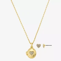 Bijoux Bar Delicates Gold Tone Womens Glass Heart 2-pc. Jewelry Set