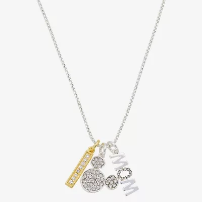 Disney Classics Mom Womens Crystal 10K Gold Over Brass Pure Silver Over Brass 18 Inch Pendant Necklace