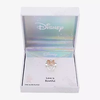 Disney Classics Womens Cubic Zirconia 14k Rose Gold Over Brass Pure Silver Over Brass Bow 18 Inch Pendant Necklace