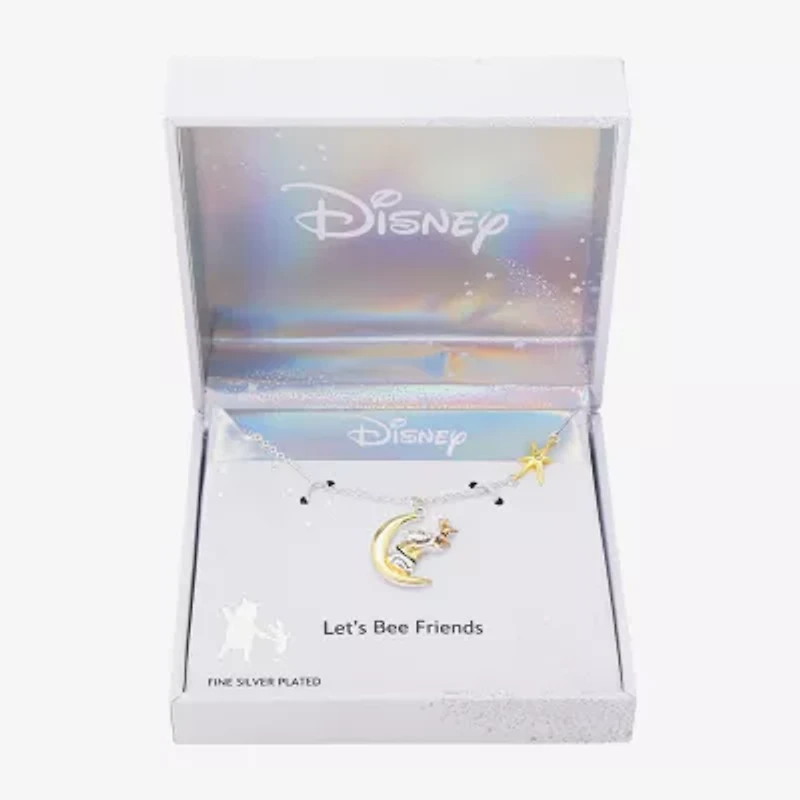 Disney Classics Winnie The Pooh Womens Crystal 10K Gold Over Brass 14k Rose Gold Over Brass Moon Star 18 Inch Pendant Necklace