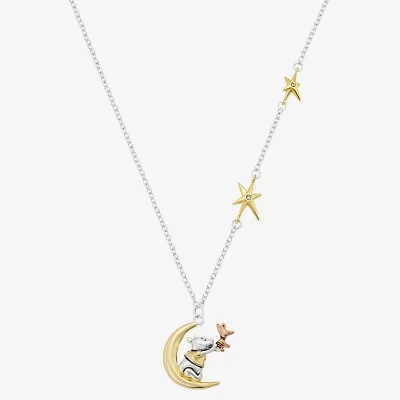 Disney Classics Winnie The Pooh Womens Crystal 10K Gold Over Brass 14k Rose Gold Over Brass Moon Star 18 Inch Pendant Necklace