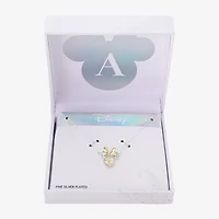 Disney Classics Initial Womens Cubic Zirconia 10K Gold Over Brass Pure Silver Over Brass Bow 18 Inch Pendant Necklace