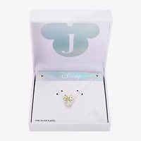 Disney Classics Initial Womens Cubic Zirconia 10K Gold Over Brass Pure Silver Over Brass Bow 18 Inch Pendant Necklace