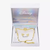 Disney Classics Womens Cubic Zirconia 10K Gold Over Brass Bow Minnie Mouse 2-pc. Jewelry Set