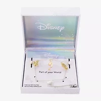 Disney Classics Womens Crystal 10K Gold Over Brass 14k Rose Gold Over Brass Ariel Princess The Little Mermaid Charm Bracelet