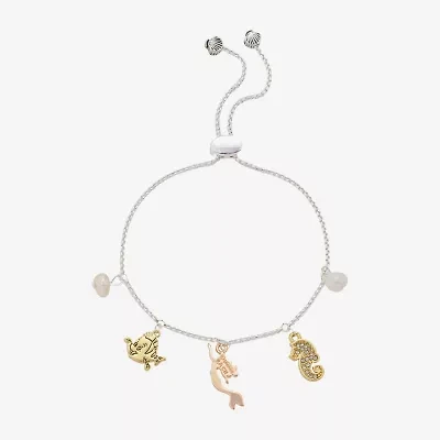Disney Classics Womens Crystal 10K Gold Over Brass 14k Rose Gold Over Brass Ariel Princess The Little Mermaid Charm Bracelet