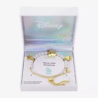 Disney Classics Womens Cubic Zirconia 10K Gold Over Brass Star Mickey Mouse Charm Bracelet