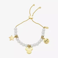 Disney Classics Womens Cubic Zirconia 10K Gold Over Brass Star Mickey Mouse Charm Bracelet