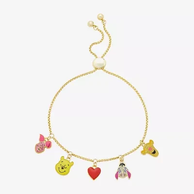 Disney Classics Womens 10K Gold Over Brass Heart Winnie The Pooh Charm Bracelet