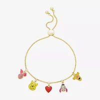 Disney Classics Womens 10K Gold Over Brass Heart Winnie The Pooh Charm Bracelet