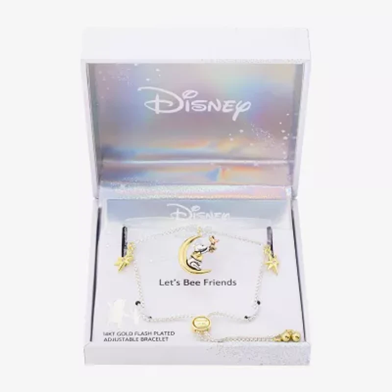 Disney Classics Womens Cubic Zirconia 10K Gold Over Brass 14k Rose Gold Over Brass Moon Star Winnie The Pooh Charm Bracelet