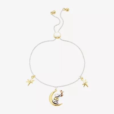 Disney Classics Womens Cubic Zirconia 10K Gold Over Brass 14k Rose Gold Over Brass Moon Star Winnie The Pooh Charm Bracelet