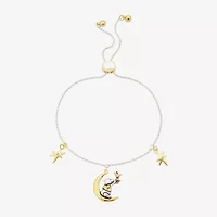 Disney Classics Womens Cubic Zirconia 10K Gold Over Brass 14k Rose Gold Over Brass Moon Star Winnie The Pooh Charm Bracelet