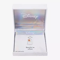 Disney Classics Beauty And The Beast Womens Cubic Zirconia 14k Rose Gold Over Brass Pure Silver Over Brass 18 Inch Pendant Necklace