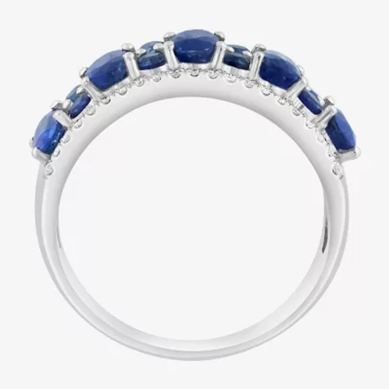 Effy Final Call Womens 1/5 CT. Genuine Blue Sapphire 14K White Gold Band