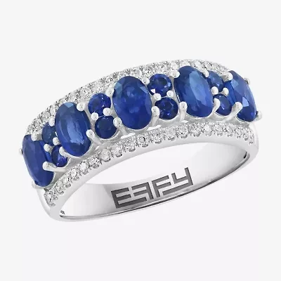 Effy Final Call Womens 1/5 CT. Genuine Blue Sapphire 14K White Gold Band