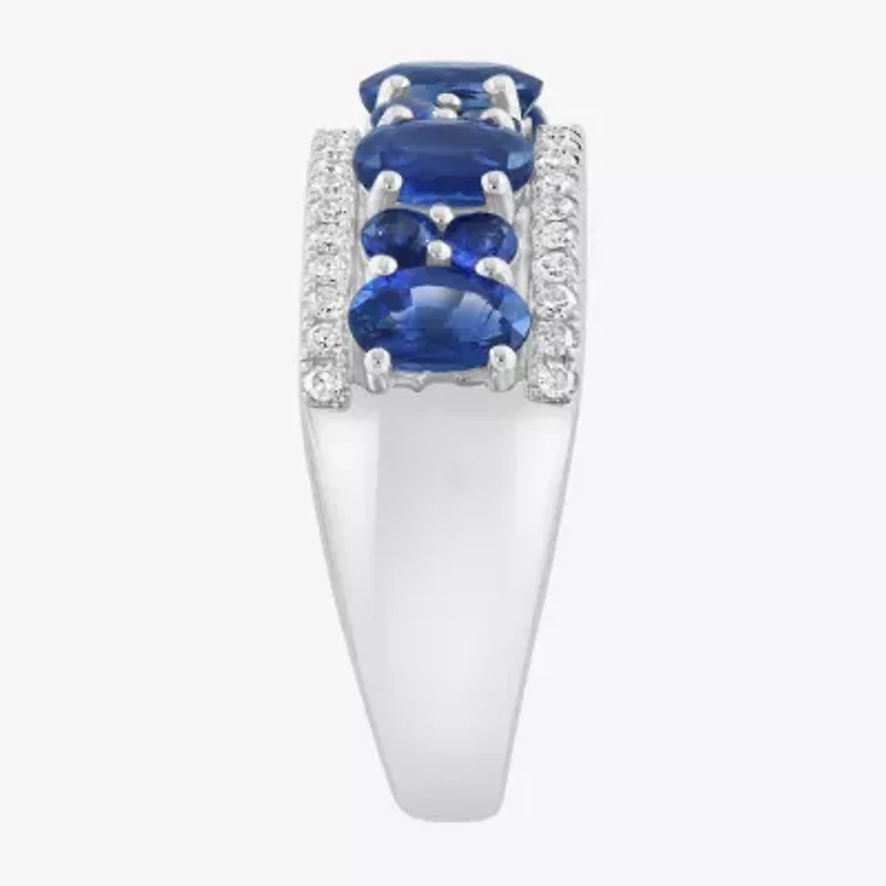 Effy Final Call Womens 1/5 CT. Genuine Blue Sapphire 14K White Gold Band
