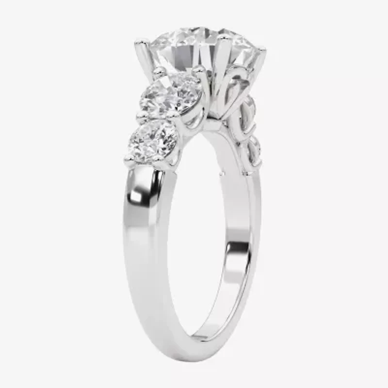 Grown Gorgeous (F, Vs2) Womens 4 7/8 Ct. T.W. Lab White Diamond 14K Gold or Platinum Round Side Stone 5-Stone Engagement Ring