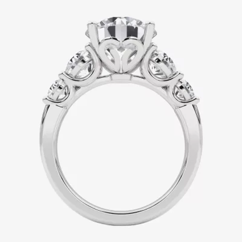 Grown Gorgeous (F, Vs2) Womens 4 7/8 Ct. T.W. Lab White Diamond 14K Gold or Platinum Round Side Stone 5-Stone Engagement Ring