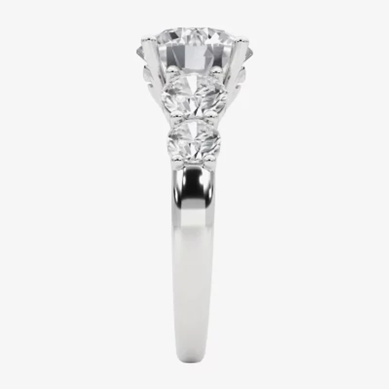 Grown Gorgeous (F, Vs2) Womens 4 7/8 Ct. T.W. Lab White Diamond 14K Gold or Platinum Round Side Stone 5-Stone Engagement Ring