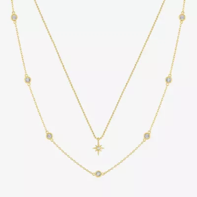 (G-H, Si2-I1) Womens 1/8 CT. T.W. Lab Grown White Diamond Star 2-pc. Pendant Necklace Set
