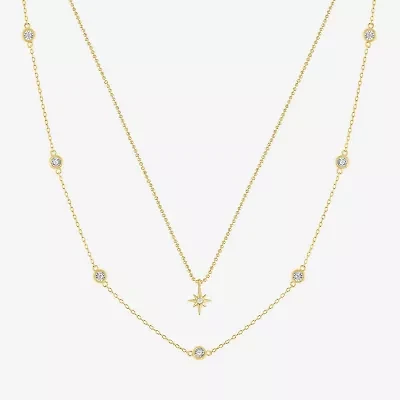 (G-H, Si2-I1) Womens 1/8 CT. T.W. Lab Grown White Diamond Star 2-pc. Pendant Necklace Set