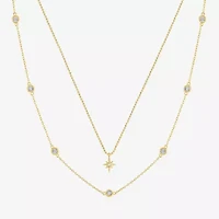 (G-H, Si2-I1) Womens 1/8 CT. T.W. Lab Grown White Diamond Star 2-pc. Pendant Necklace Set