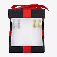 (G-H, Si2-I1) Womens 1/7 CT. T.W. Lab Grown White Diamond 14K Gold Over Silver 2 Pair Earring Set