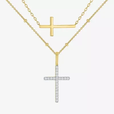 Cross (G-H, Si2-I1) Womens 1/8 CT. T.W. Lab Grown White Diamond Cross 2-pc. Necklace Set