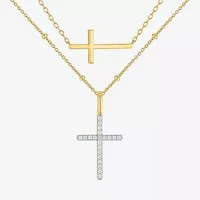 Cross (G-H, Si2-I1) Womens 1/8 CT. T.W. Lab Grown White Diamond Cross 2-pc. Necklace Set