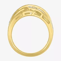 (G-H, Si2-I1) Womens 1/4 CT. T.W. Lab Grown White Diamond 14K Gold Over Silver Crossover Cocktail Ring