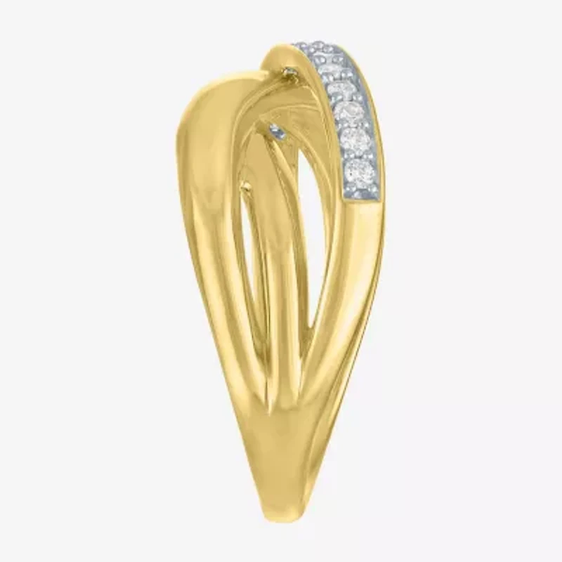 (G-H, Si2-I1) Womens 1/4 CT. T.W. Lab Grown White Diamond 14K Gold Over Silver Crossover Cocktail Ring