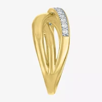(G-H, Si2-I1) Womens 1/4 CT. T.W. Lab Grown White Diamond 14K Gold Over Silver Crossover Cocktail Ring