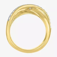 (G-H, Si2-I1) Womens 1/4 CT. T.W. Lab Grown White Diamond 14K Gold Over Silver Crossover Cocktail Ring