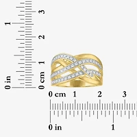 (G-H, Si2-I1) Womens 1/4 CT. T.W. Lab Grown White Diamond 14K Gold Over Silver Crossover Cocktail Ring